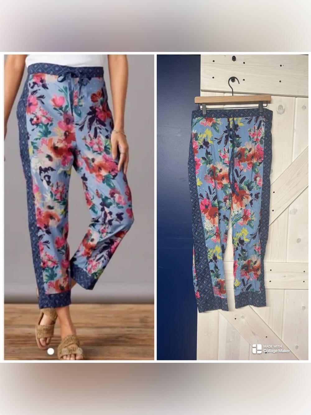 Sundance Sky Luna Cotton Patchwork Floral Pants Size Small